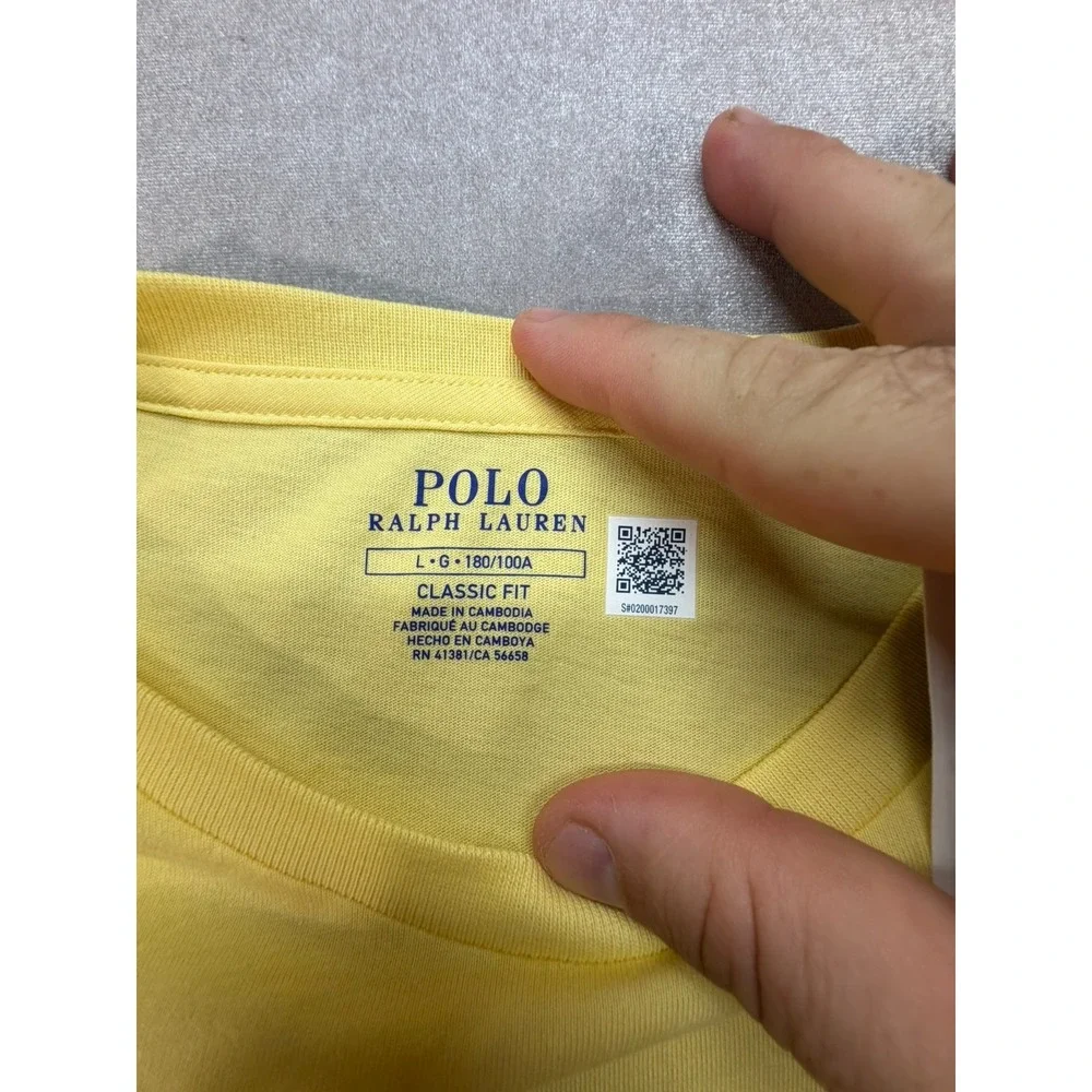 New Polo Ralph Lauren Men Classic Fit Crew Neck Shirt Yellow Large